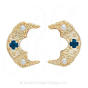 GS345-2 BT/PL - 14 Karat Gold Slide with Blue Topaz center and Pearl accents 